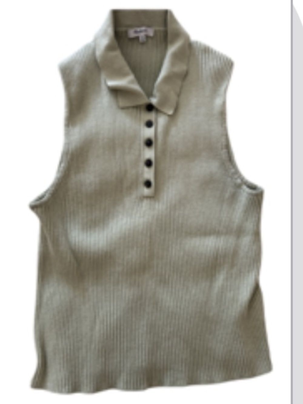 Madewell Celery green Ribbed Sleeveless Polo Tank size XXL